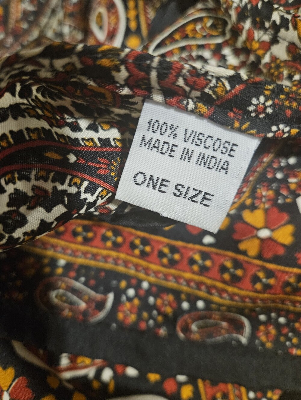 Boho Paisley Print Maxi Kaftan Dress V-Neck Drawstring One Size Viscose India - Picture 6 of 6